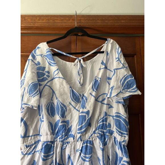 Lane Bryant Womens Flutter-Sleeve Tie-Back Floral Linen Blend Midi Dress Size 24 - Picture 14 of 14